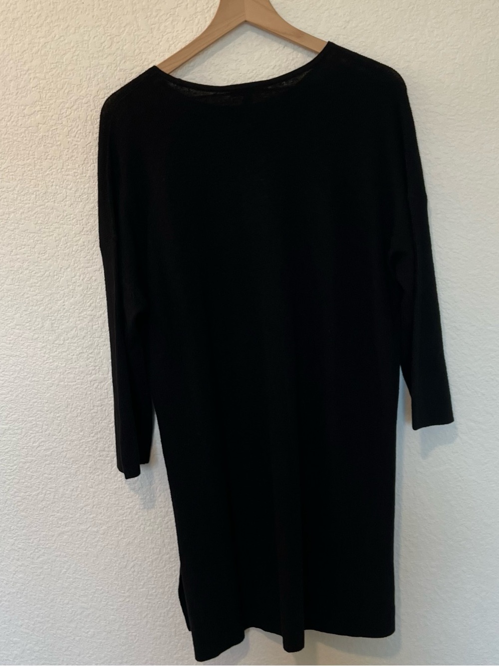 NWT Eileen Fisher Black Organic Linen Stretch Crepe Crew Neck Tunic Top- Large - Picture 5 of 10